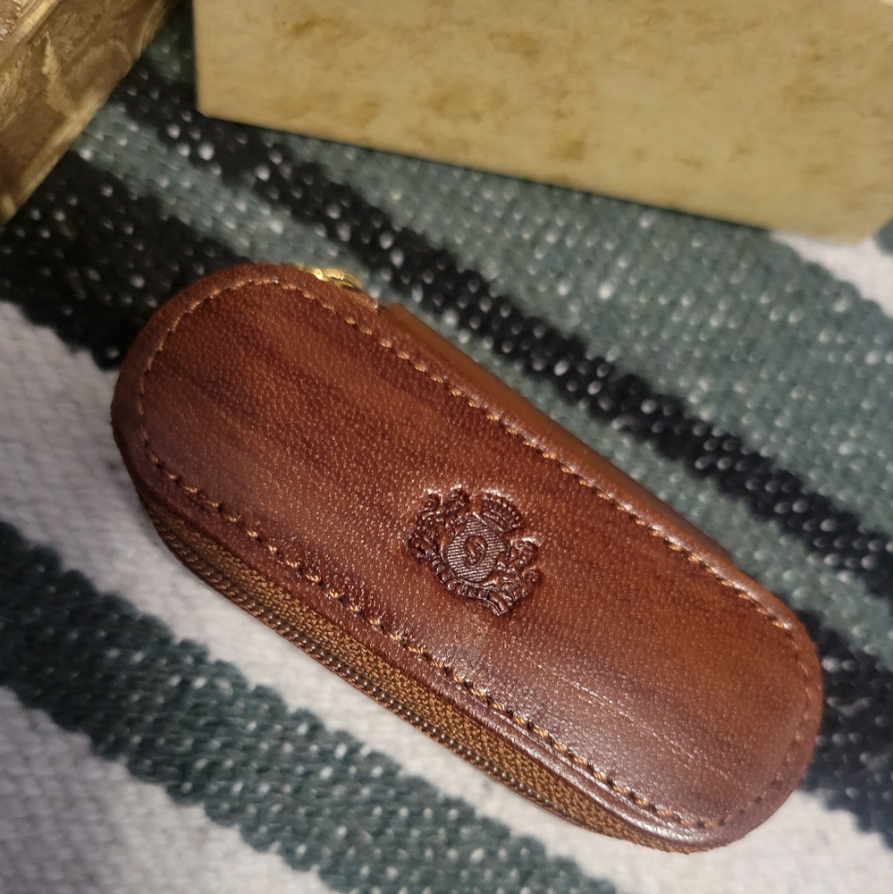 NEW Wittchen Brown Compact  Leather Lipstick Coin Lighter Case Small